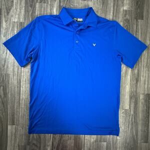 Callaway Opti-Dri Men’s Blue Polyester Golf Polo Shirt Moisture-Wicking